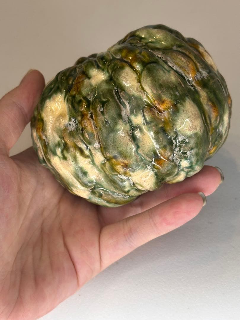 中国古董 唐三彩 陶器 南瓜かぼちゃ形置物 彩陶 唐代 工芸品 コレクション