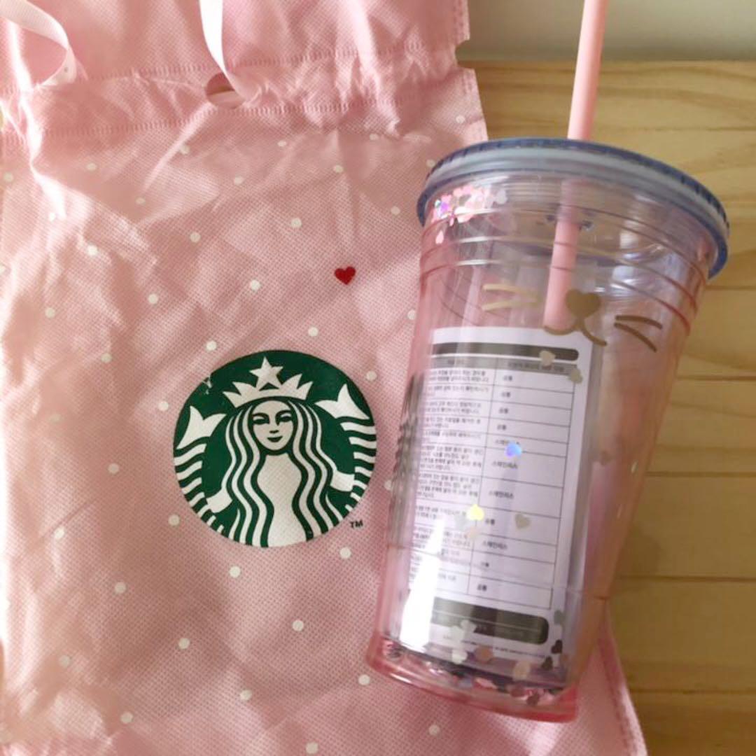【新品】韓国 スタバ バレンタイン タンブラー キャット ハート ゴールドカップ