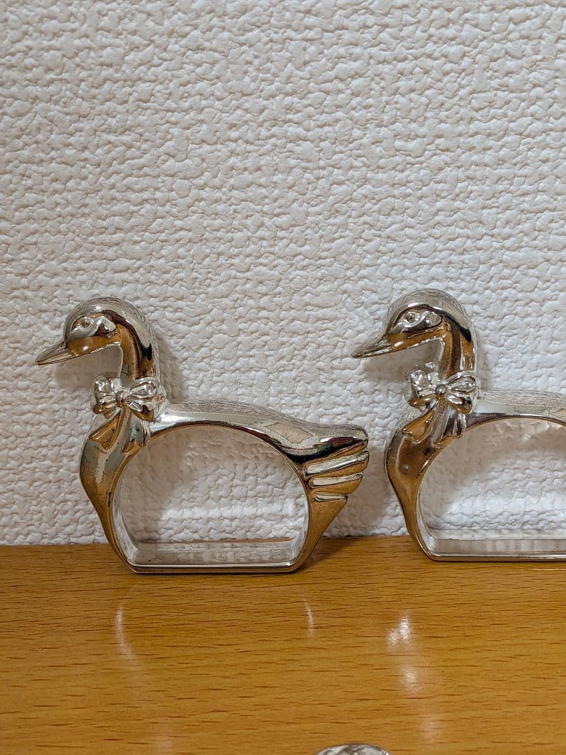 白鳥 スワン ナプキン リング８個セット フランス アンティークシルバープレート