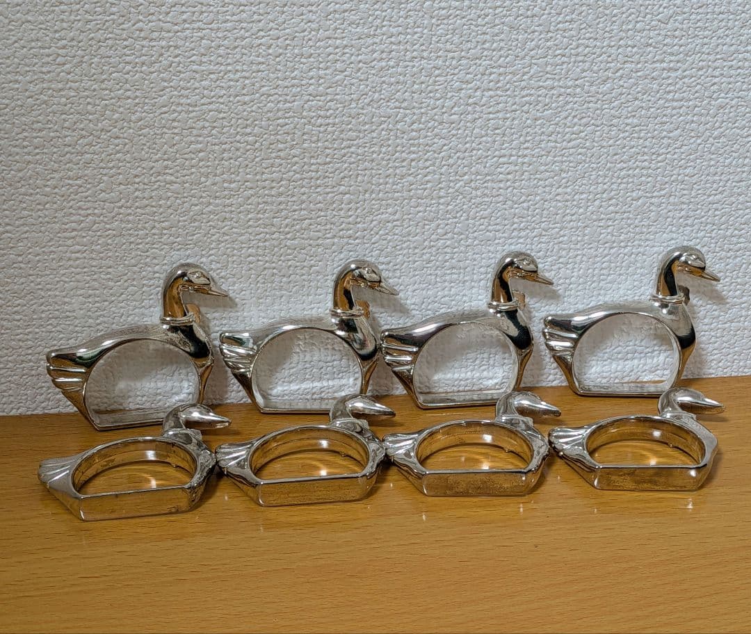白鳥 スワン ナプキン リング８個セット フランス アンティークシルバープレート