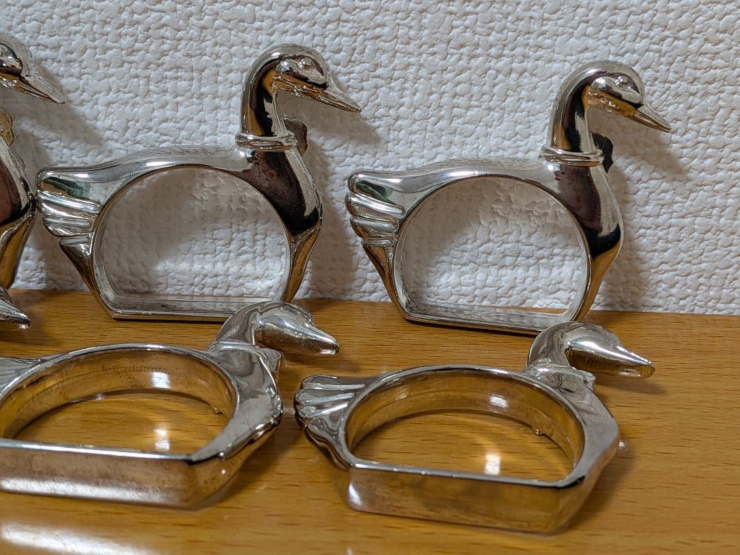 白鳥 スワン ナプキン リング８個セット フランス アンティークシルバープレート
