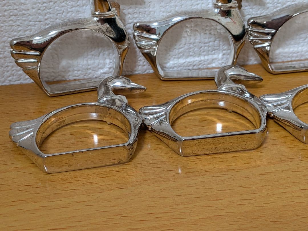 白鳥 スワン ナプキン リング８個セット フランス アンティークシルバープレート