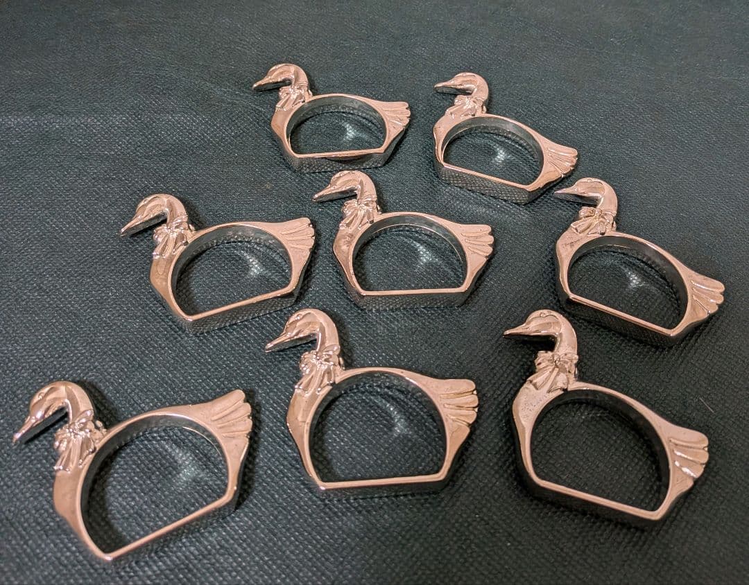 白鳥 スワン ナプキン リング８個セット フランス アンティークシルバープレート