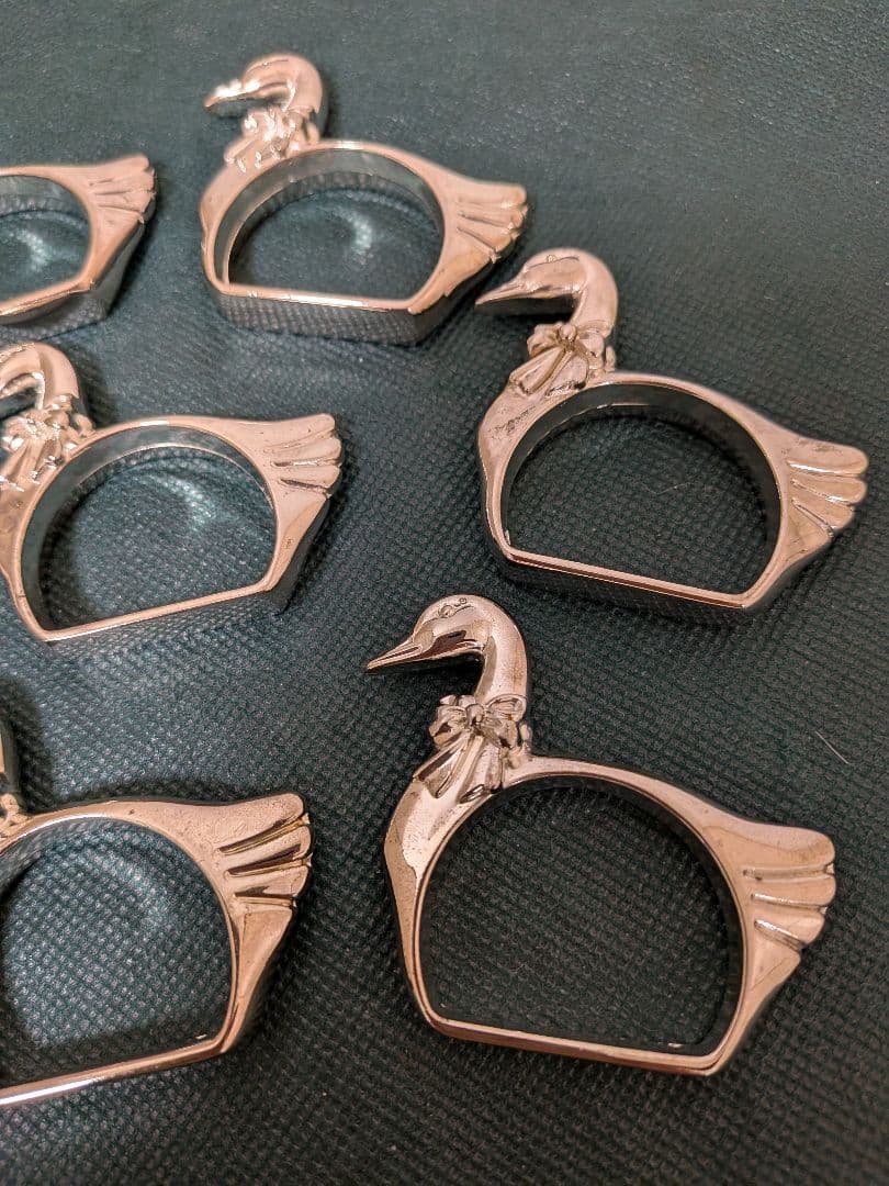 白鳥 スワン ナプキン リング８個セット フランス アンティークシルバープレート