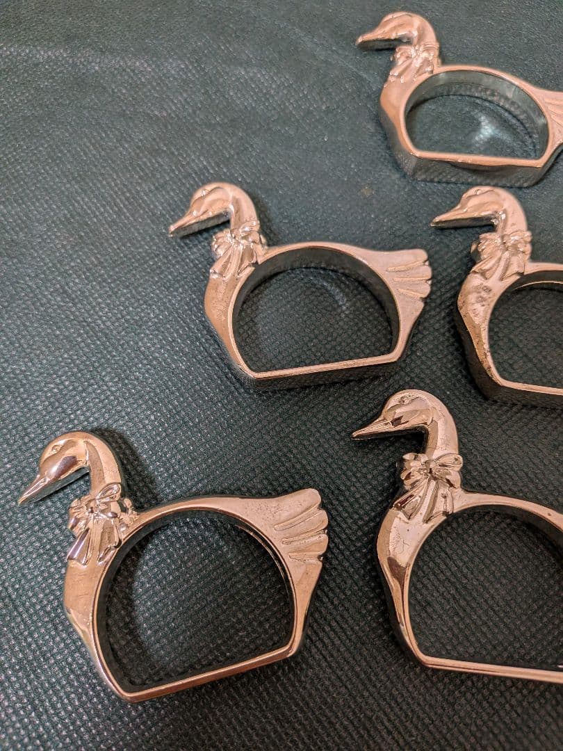 白鳥 スワン ナプキン リング８個セット フランス アンティークシルバープレート