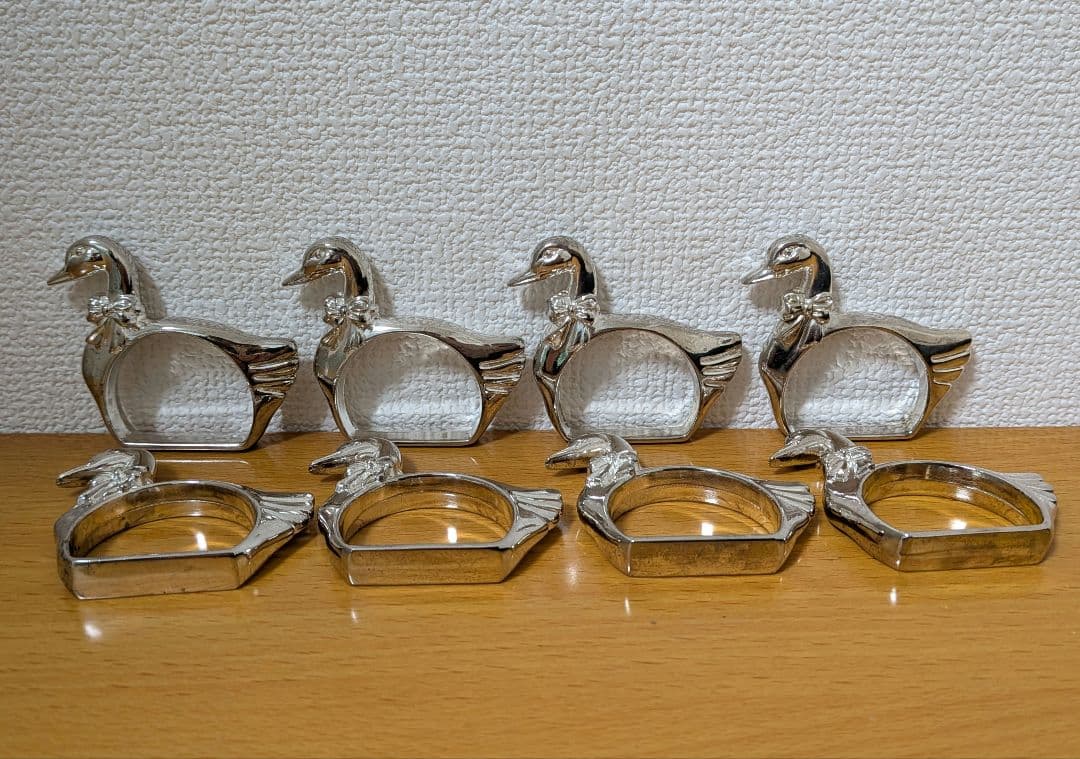 白鳥 スワン ナプキン リング８個セット フランス アンティークシルバープレート