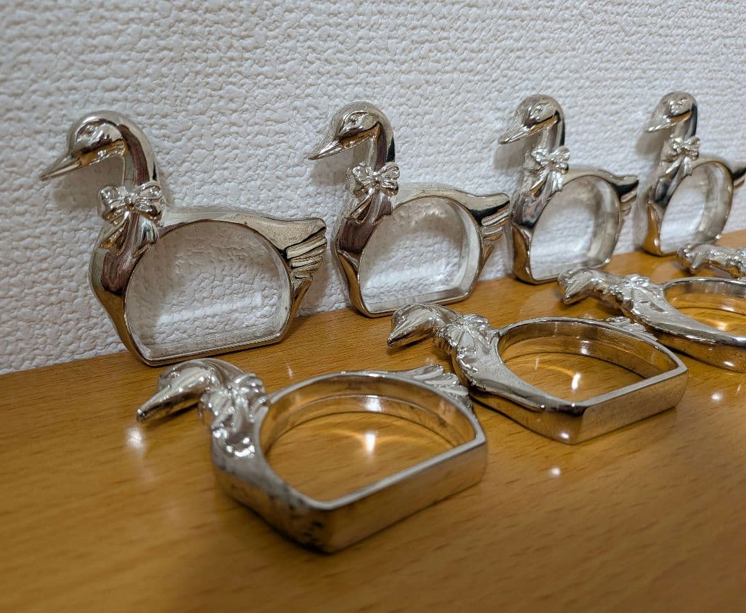 白鳥 スワン ナプキン リング８個セット フランス アンティークシルバープレート