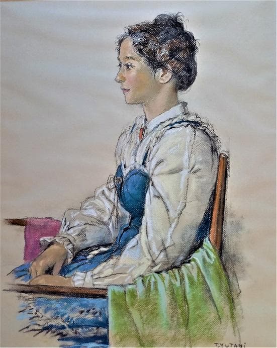 作家名由谷 敏明 （ゆたに としあき） 1922～「婦人像」パステル画