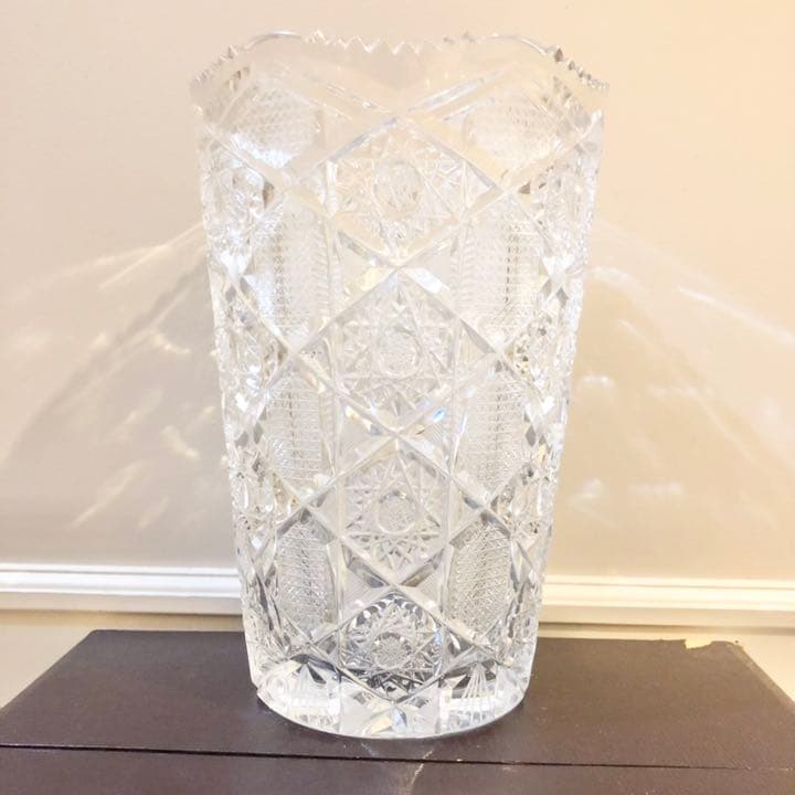 #38 ボヘミア　ガラス　花瓶　花器　Bohemia ハンドカット　クリスタル