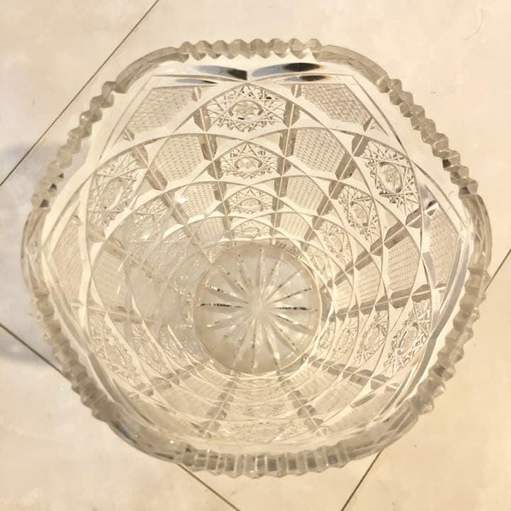 #38 ボヘミア　ガラス　花瓶　花器　Bohemia ハンドカット　クリスタル