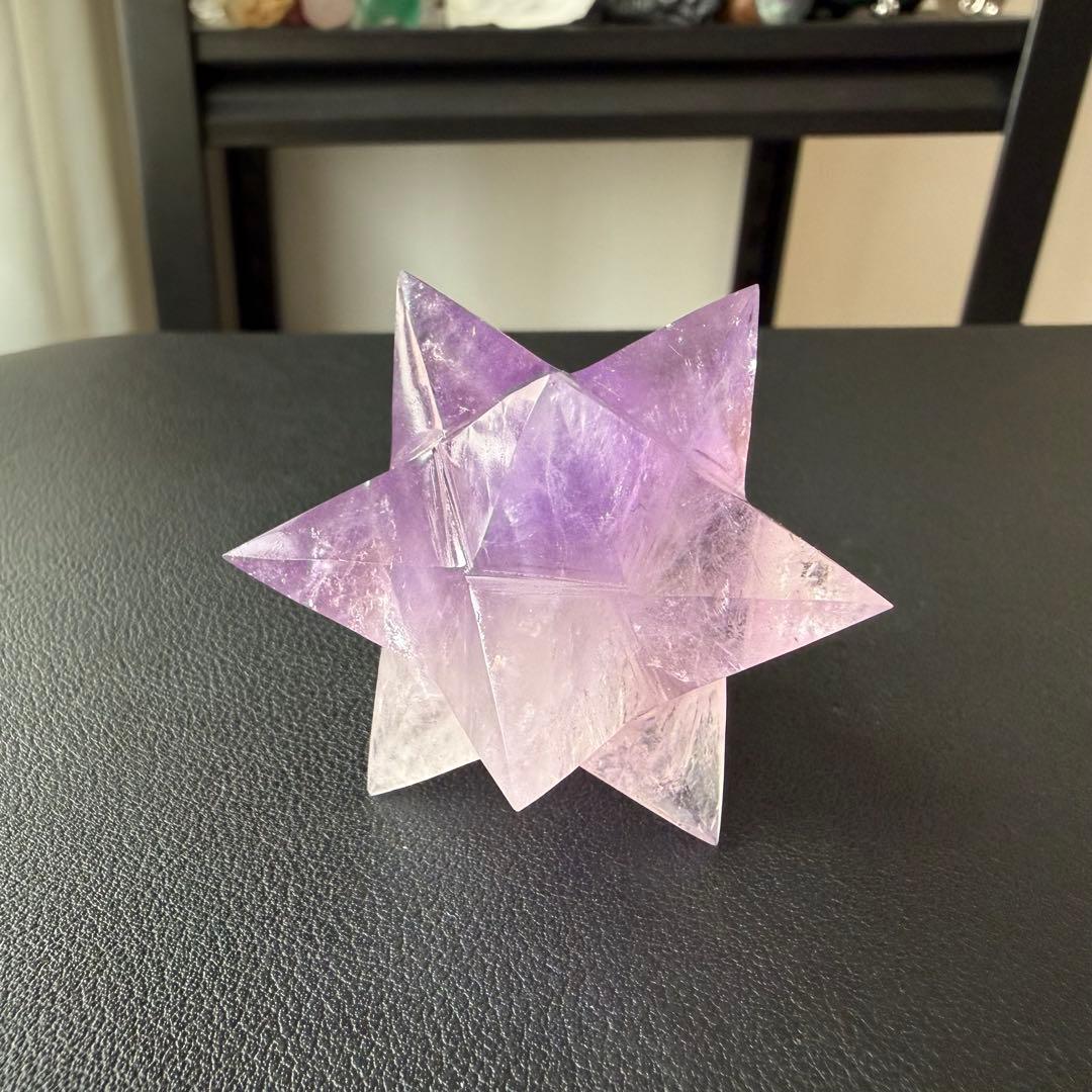 天然石アメジストのマカバスター　アステロイド　置物　彫物NO.030214