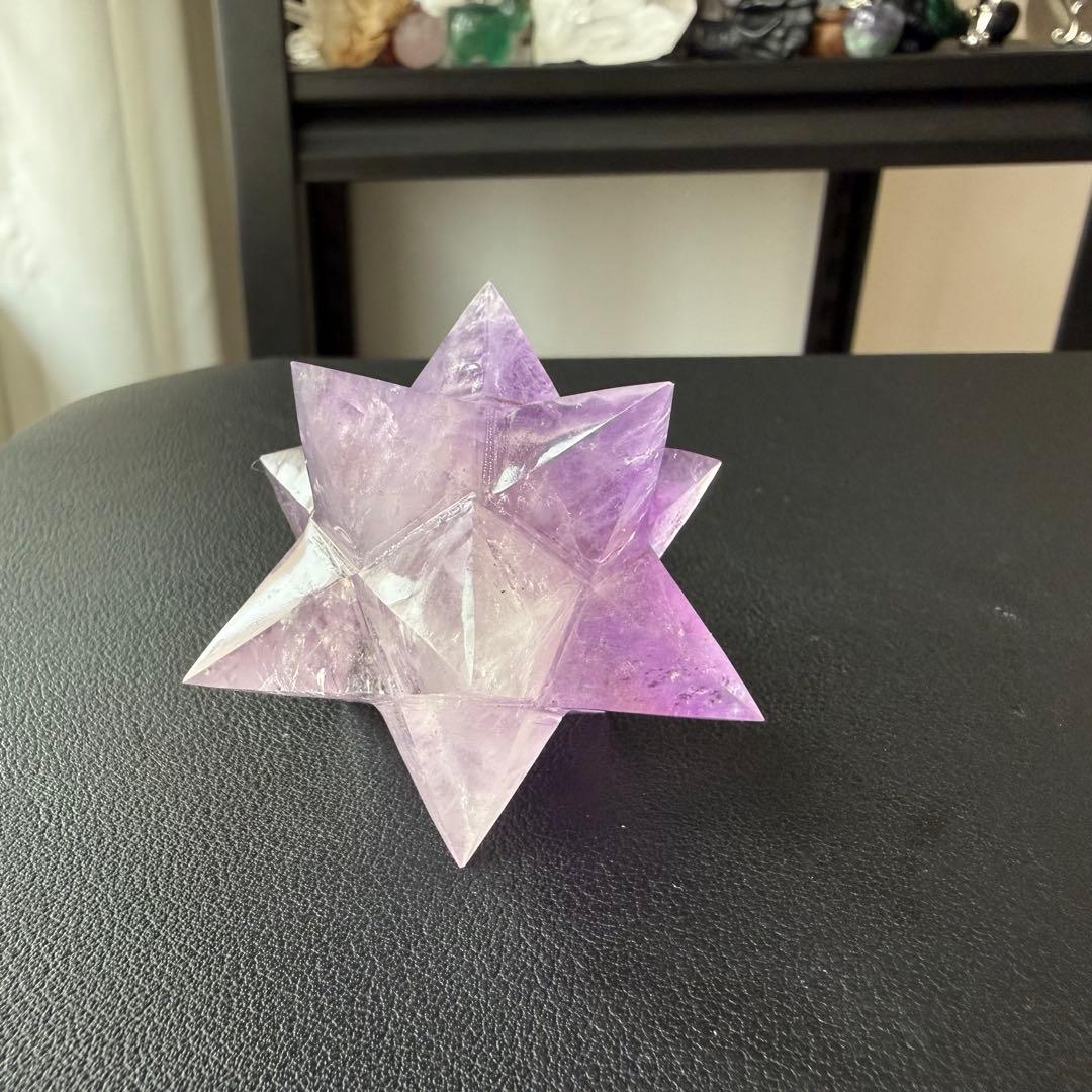 天然石アメジストのマカバスター　アステロイド　置物　彫物NO.030214