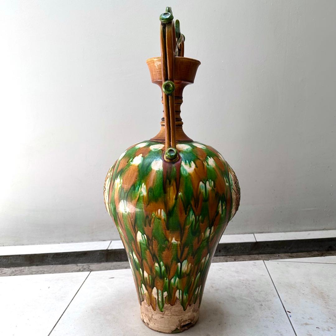 唐三彩 壺 双耳 唐物 装飾 中国美術 中国古玩 骨董