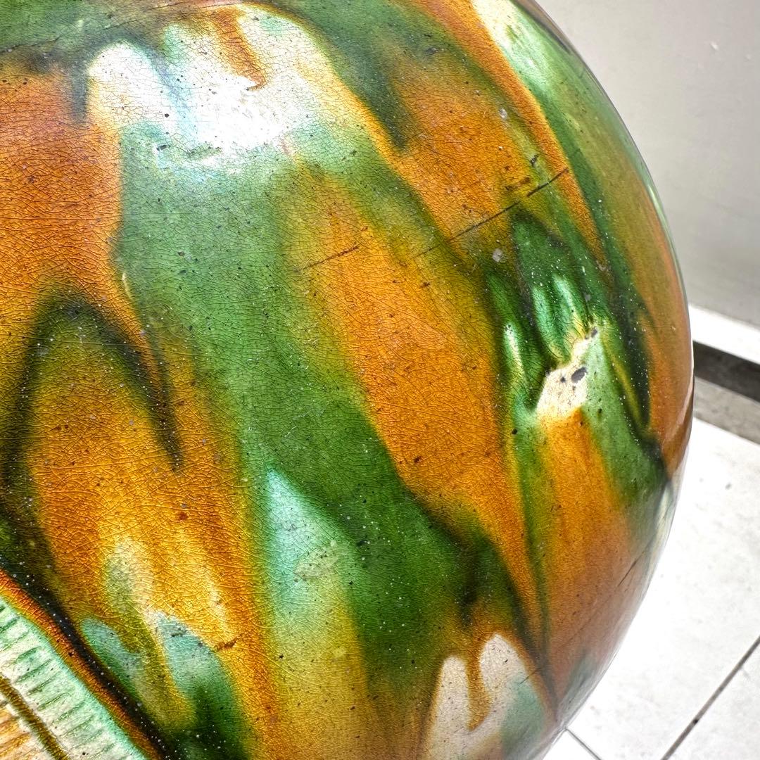 唐三彩 壺 双耳 唐物 装飾 中国美術 中国古玩 骨董