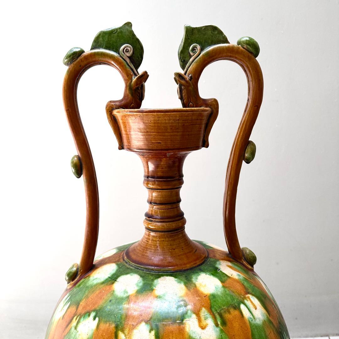 唐三彩 壺 双耳 唐物 装飾 中国美術 中国古玩 骨董