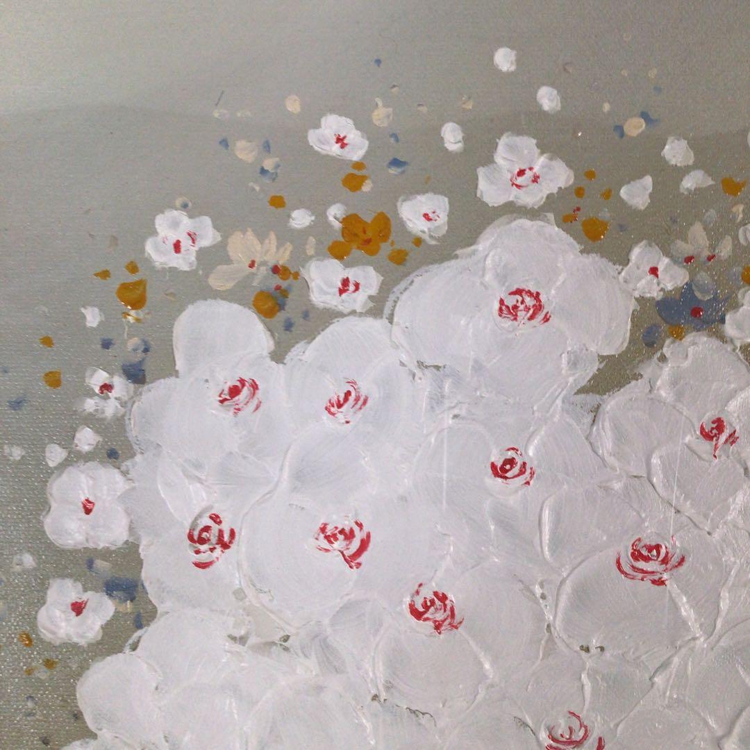 No4801 油彩画　平山講平「黄色い花」直筆サイン　肉筆絵画　美術品　送料無料