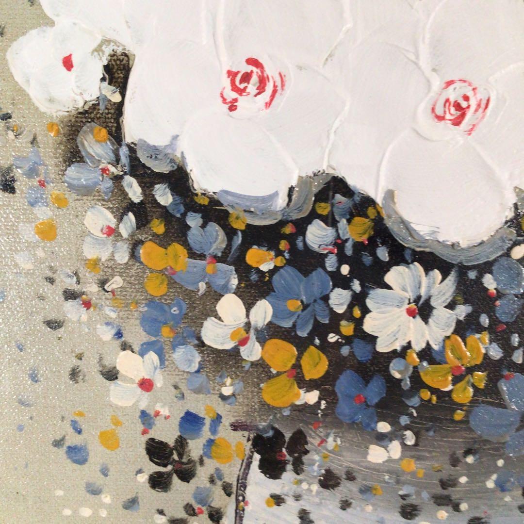 No4801 油彩画　平山講平「黄色い花」直筆サイン　肉筆絵画　美術品　送料無料