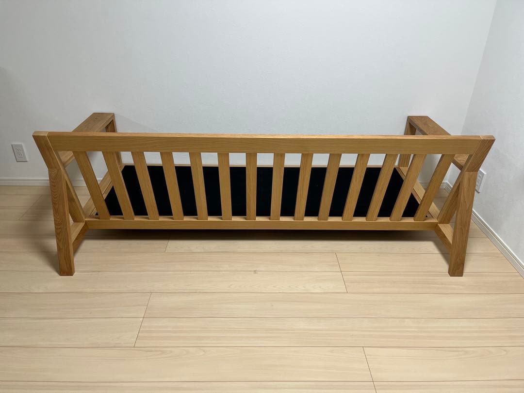 無印良品　ソファ本体木製フレームフェザーポケットコイル３シーター +ソファカバー