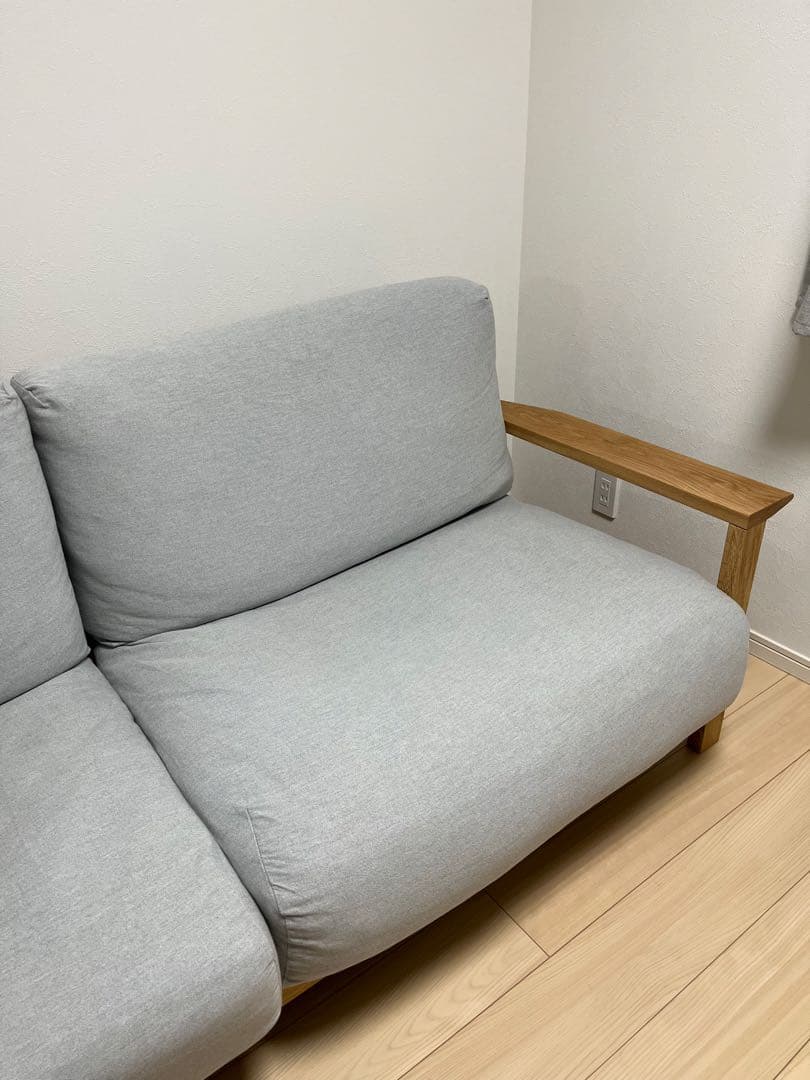 無印良品　ソファ本体木製フレームフェザーポケットコイル３シーター +ソファカバー
