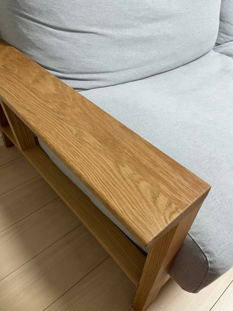 無印良品　ソファ本体木製フレームフェザーポケットコイル３シーター +ソファカバー
