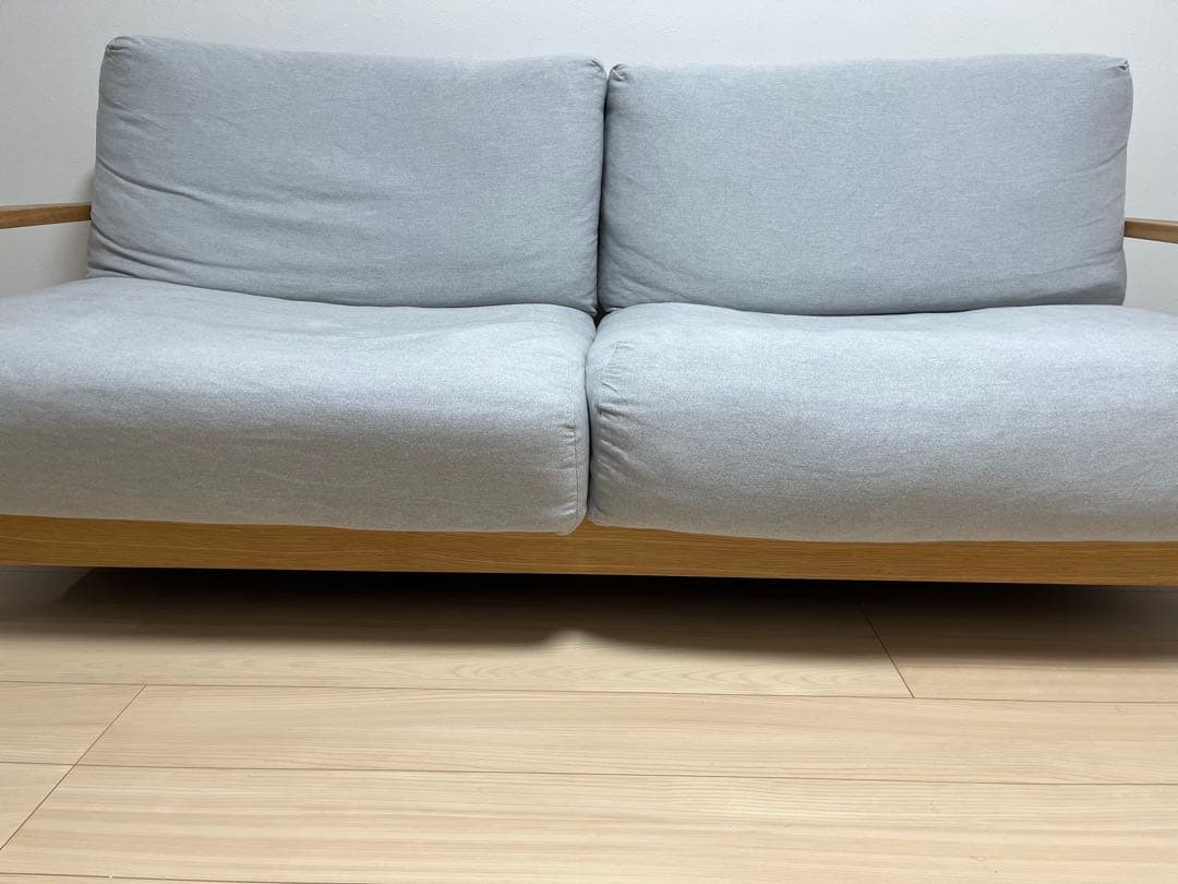 無印良品　ソファ本体木製フレームフェザーポケットコイル３シーター +ソファカバー