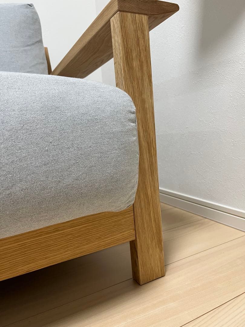 無印良品　ソファ本体木製フレームフェザーポケットコイル３シーター +ソファカバー