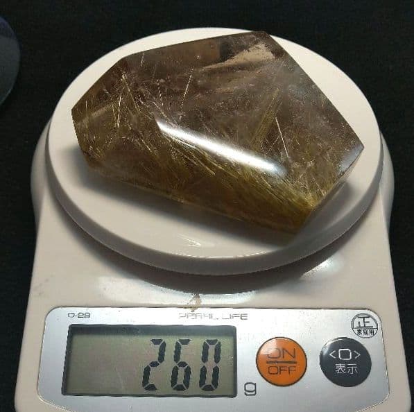 【虹】ゴールドルチル《原石》専用台座付き　置物　クラスター　天然　金運　仕事運