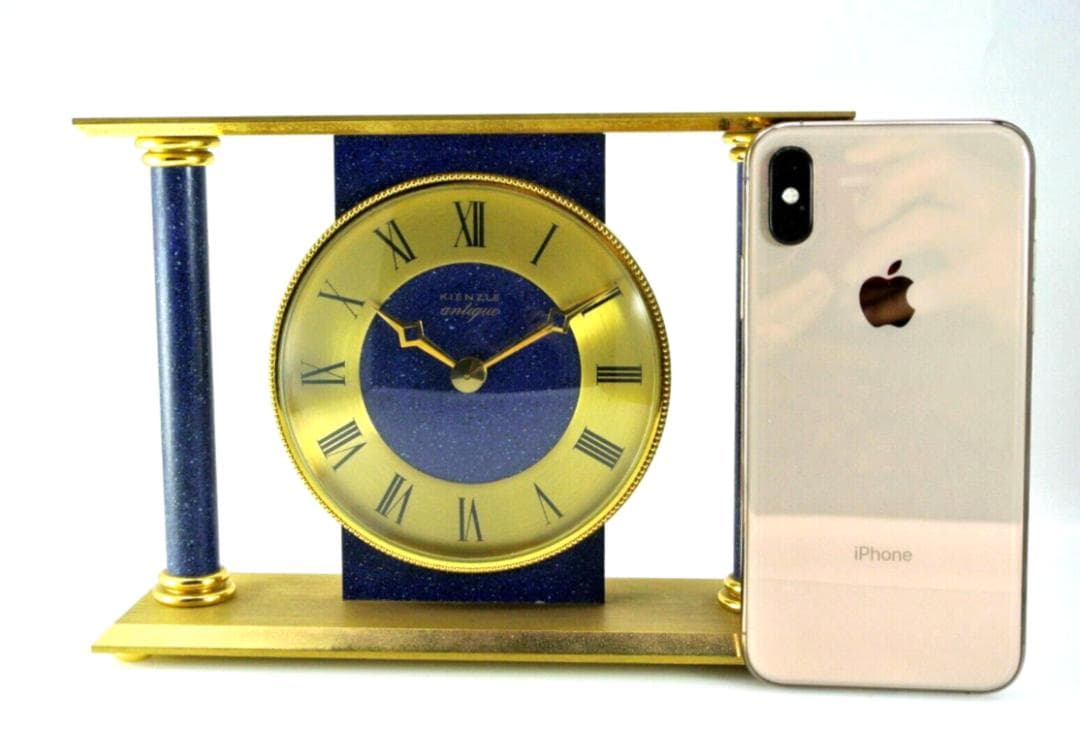 美品Kienzle キンツレ・ヴィンテージ 置時計 ゴールド/ラピスブルー