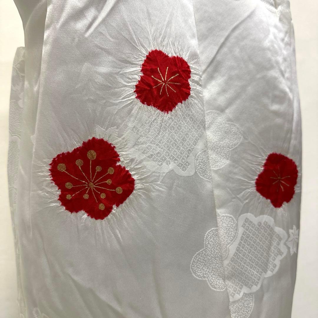 新品 正絹 被布 単品 白地 輪出し 赤 絞り 七五三 2918