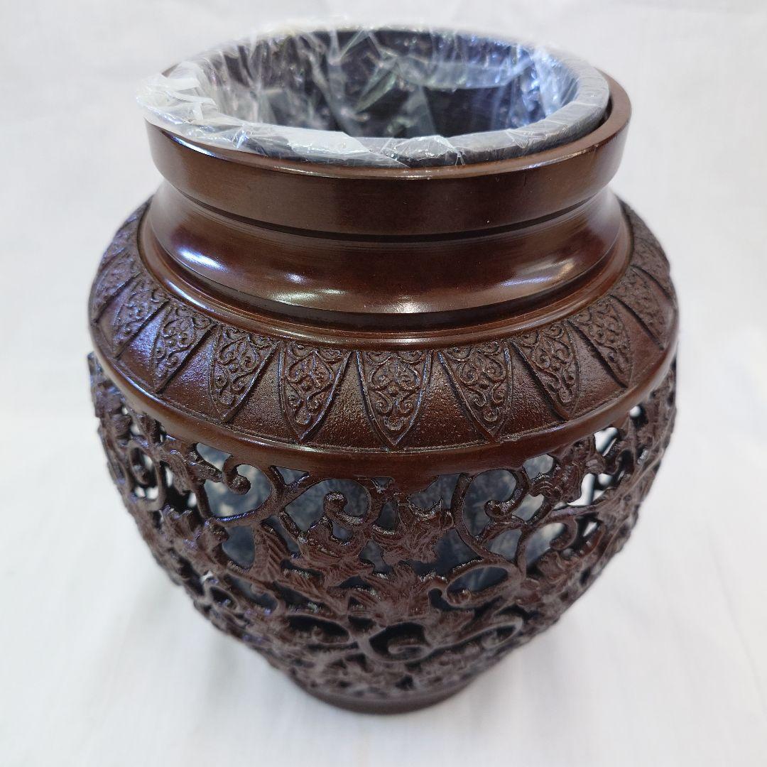 生け花 唐草透かし薄端 焼型 唐金製