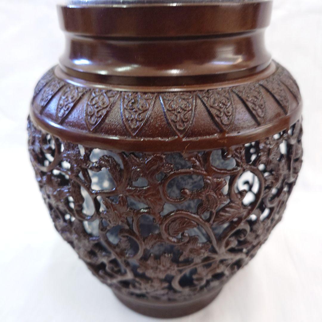 生け花 唐草透かし薄端 焼型 唐金製