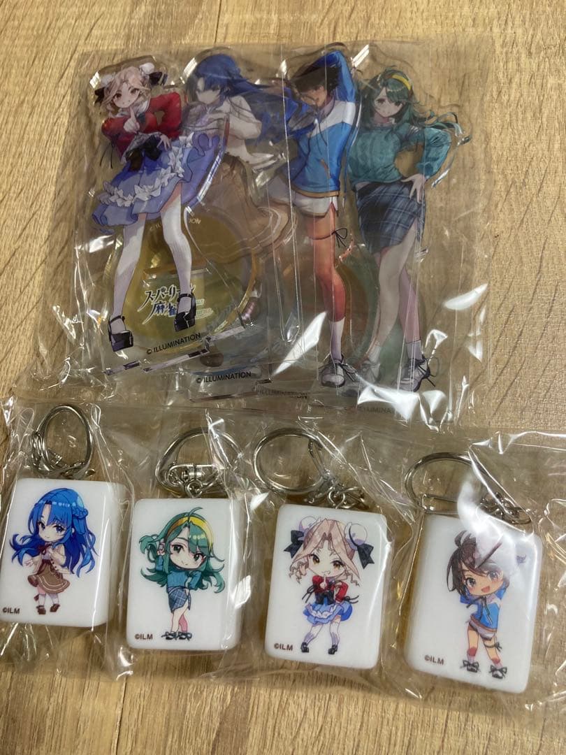 スーパーリアル麻雀クラファンリターン品　アクリルスタンド麻雀牌キーホルダーセット