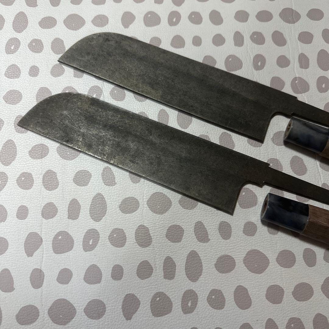 鎌薄刃包丁7寸刃の付いていない地のみ 2本セット（柄付き） 新品・未使用