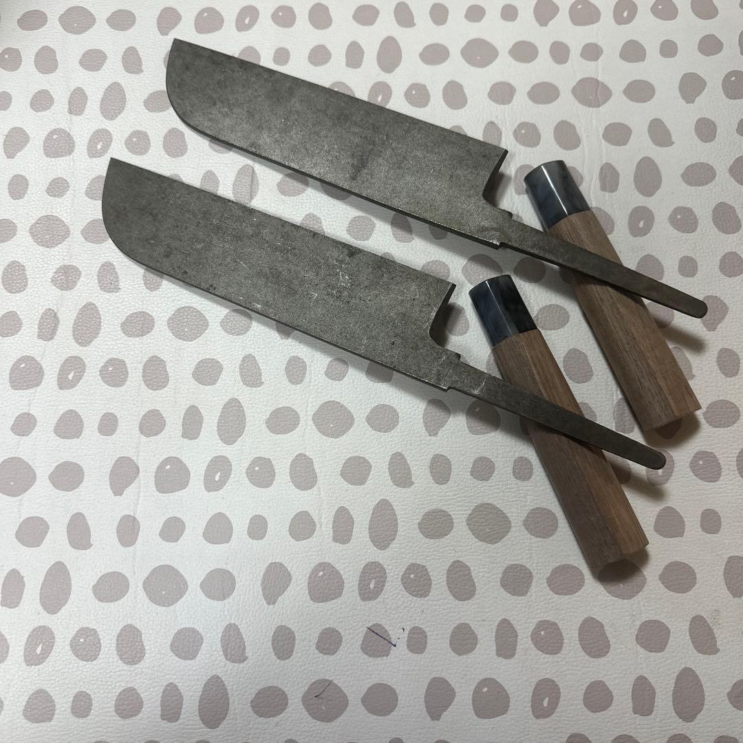 鎌薄刃包丁7寸刃の付いていない地のみ 2本セット（柄付き） 新品・未使用