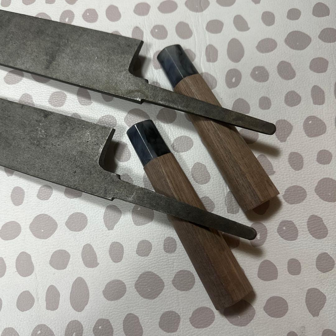 鎌薄刃包丁7寸刃の付いていない地のみ 2本セット（柄付き） 新品・未使用