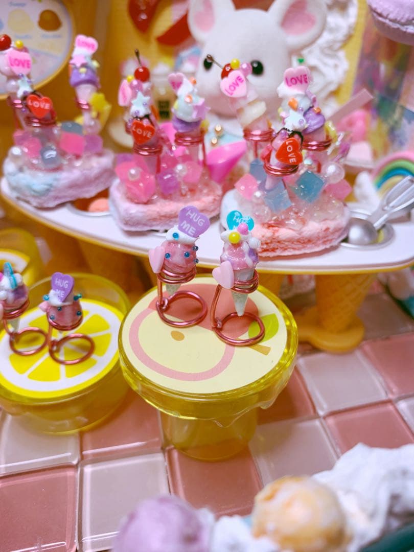 ゆめかわシリーズPART 2アイス5個☆アイスハート♡スタンド付きクリアセット