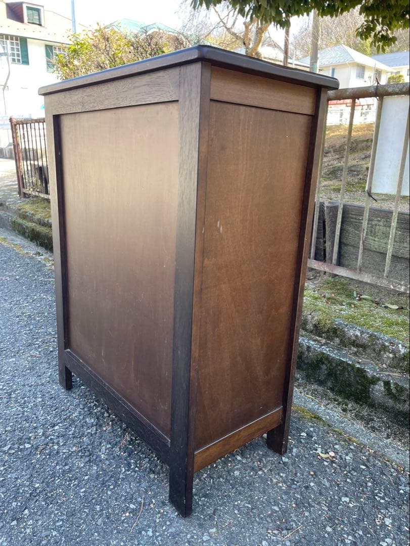 カリモク家具　ブラウン木製キャビネット 引き出し2つ