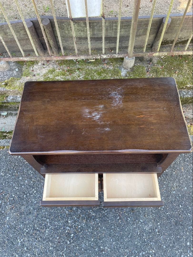 カリモク家具　ブラウン木製キャビネット 引き出し2つ