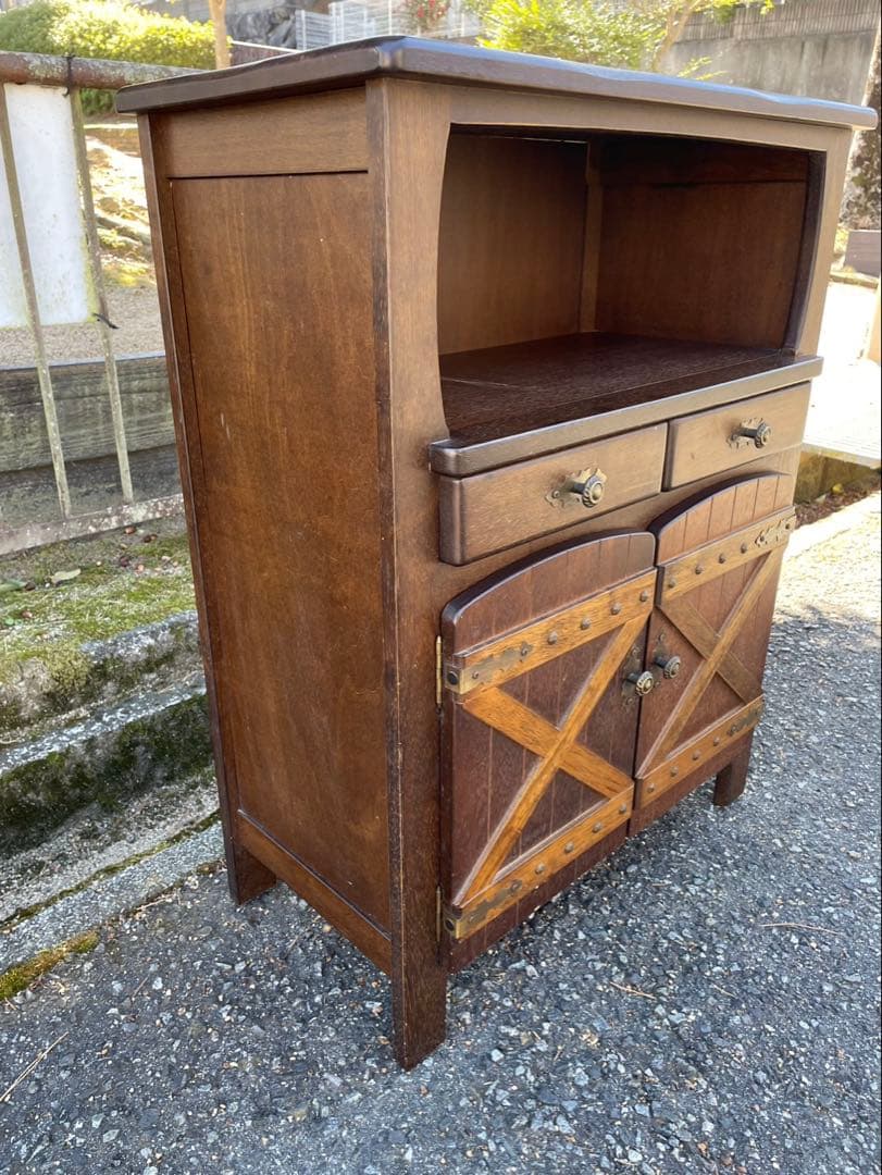 カリモク家具　ブラウン木製キャビネット 引き出し2つ