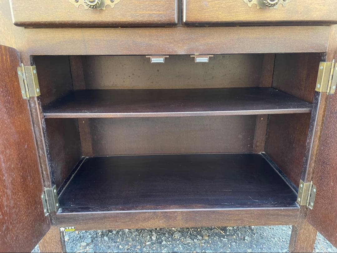 カリモク家具　ブラウン木製キャビネット 引き出し2つ