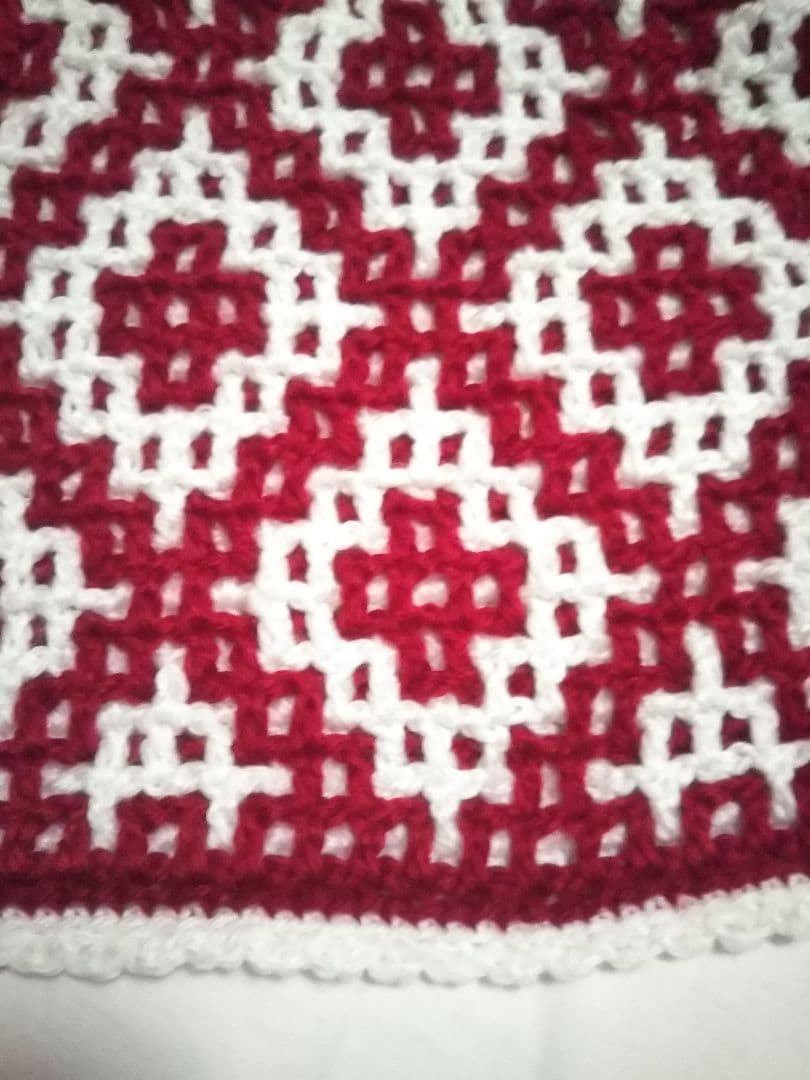 手編み 和柄 リバーシブルブランケット 大判 ひざ掛け マルチカバー