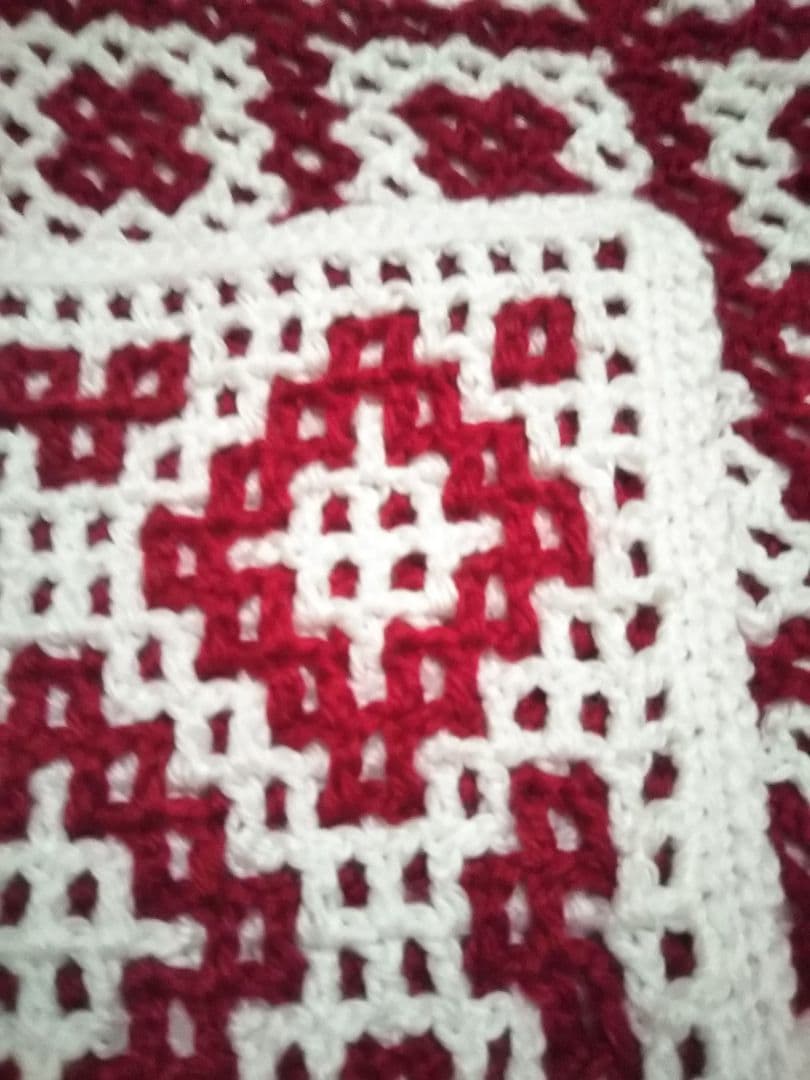 手編み 和柄 リバーシブルブランケット 大判 ひざ掛け マルチカバー