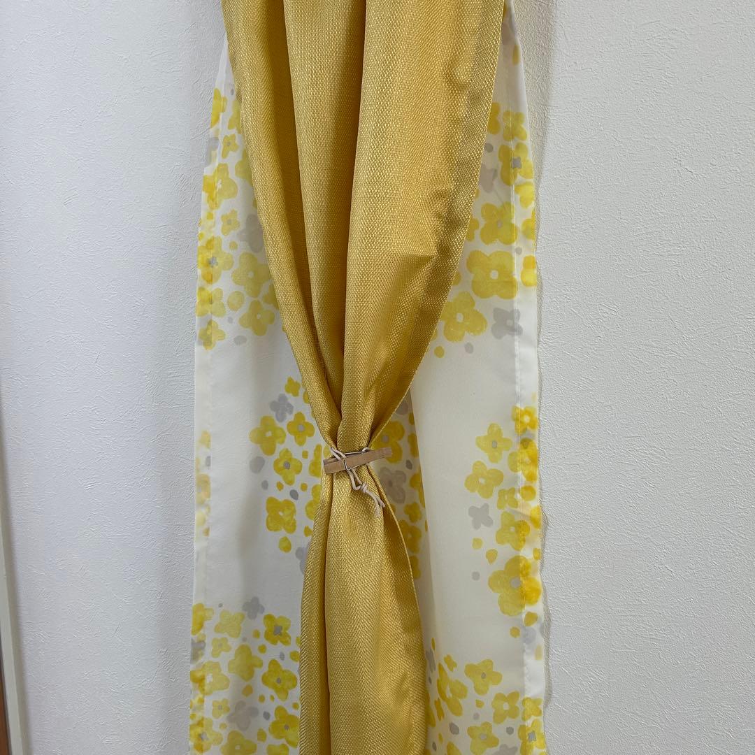 【ちい】二重カフェカーテン　5枚　オーダー品　かわいい　ダブルガーゼ　黄色