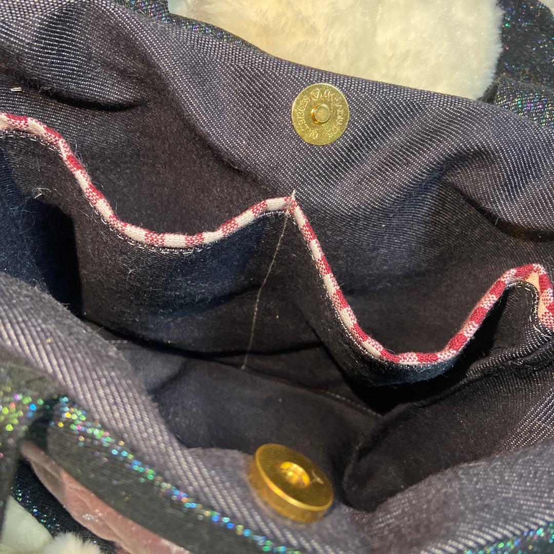 さ*ら様 コヤンイサムチョン　トートバッグ　オッドアイ　ベロア　フリルトートバッ