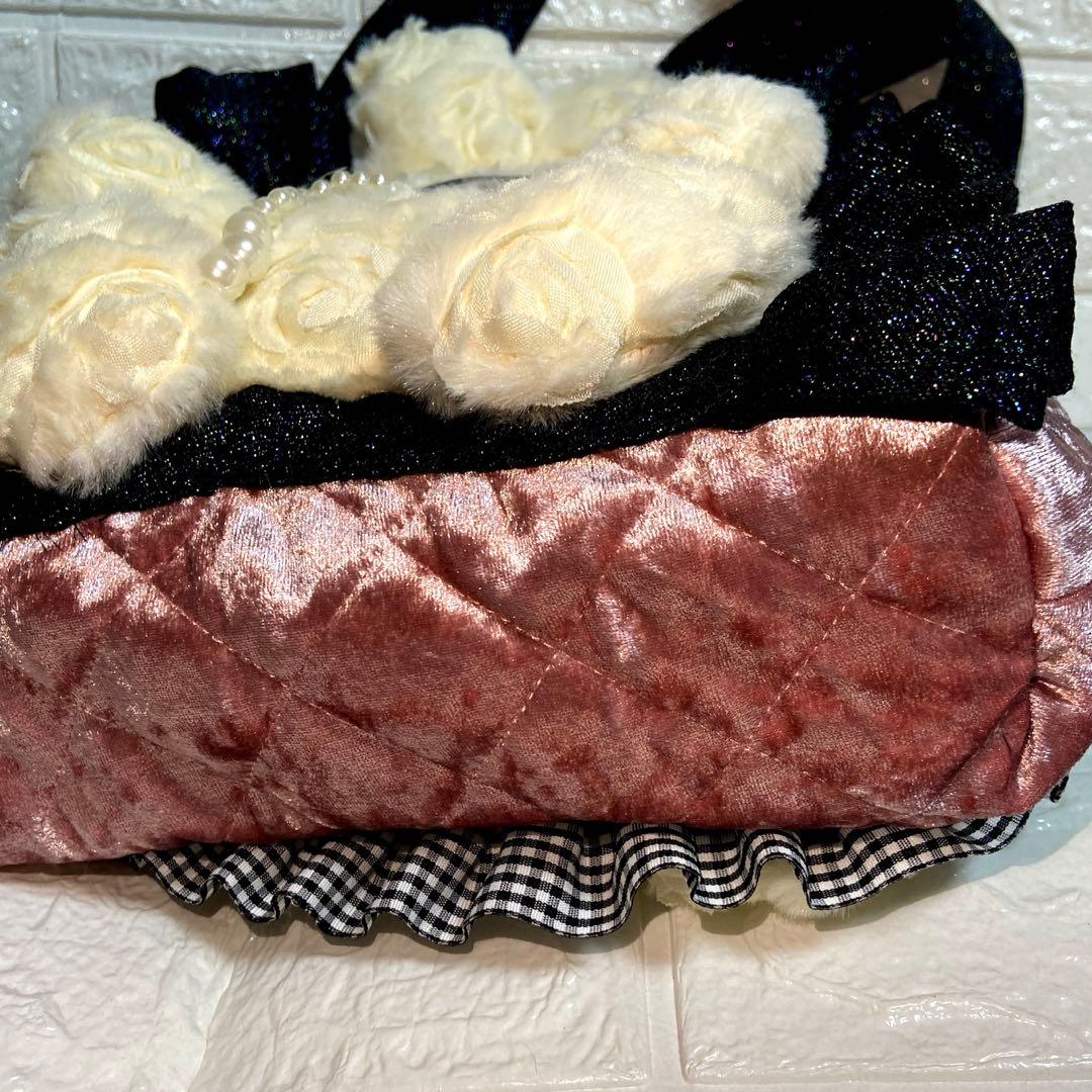 さ*ら様 コヤンイサムチョン　トートバッグ　オッドアイ　ベロア　フリルトートバッ