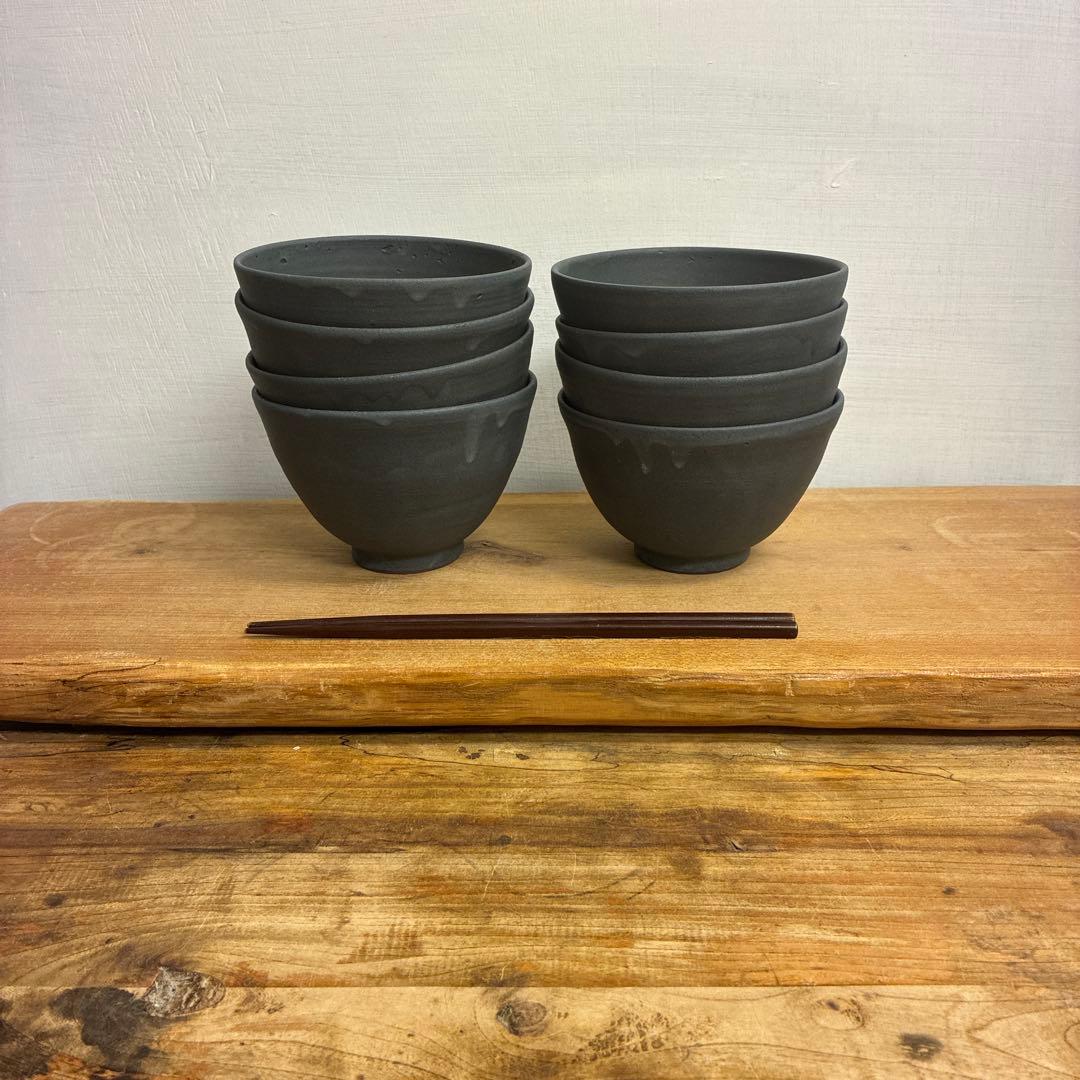 新品　陶器　陶芸作家　深茶碗8個　671