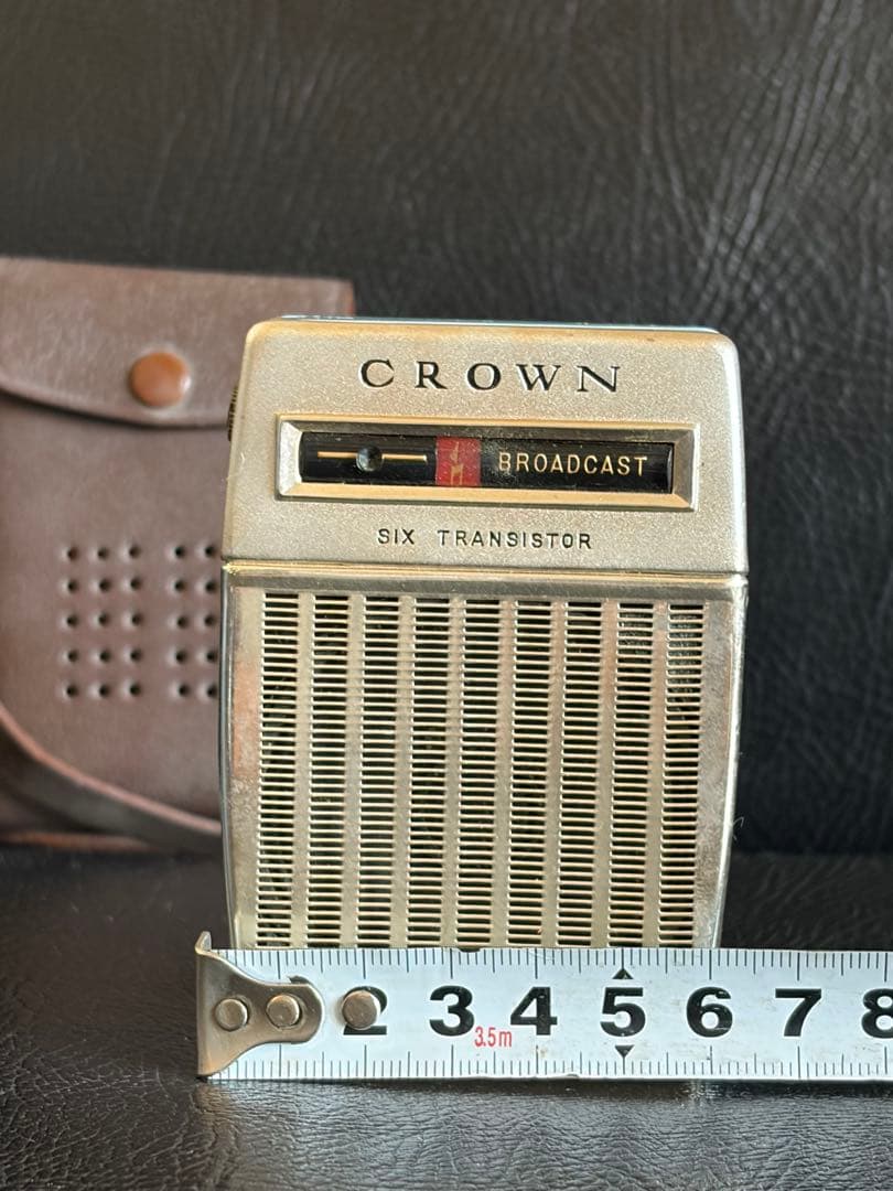 1950年代　昭和レトロ　CROWN6石TRANSRSTOR 日本製　皮カバー付