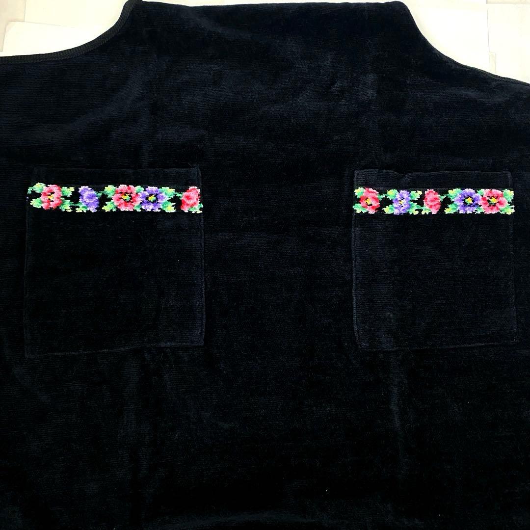 未使用 FEILER フェイラー 花柄 エプロン ブラック シェニール織