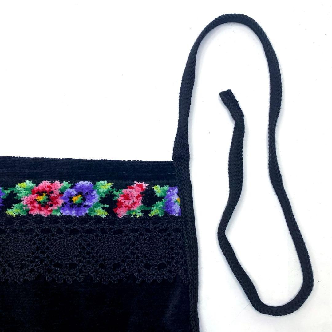 未使用 FEILER フェイラー 花柄 エプロン ブラック シェニール織