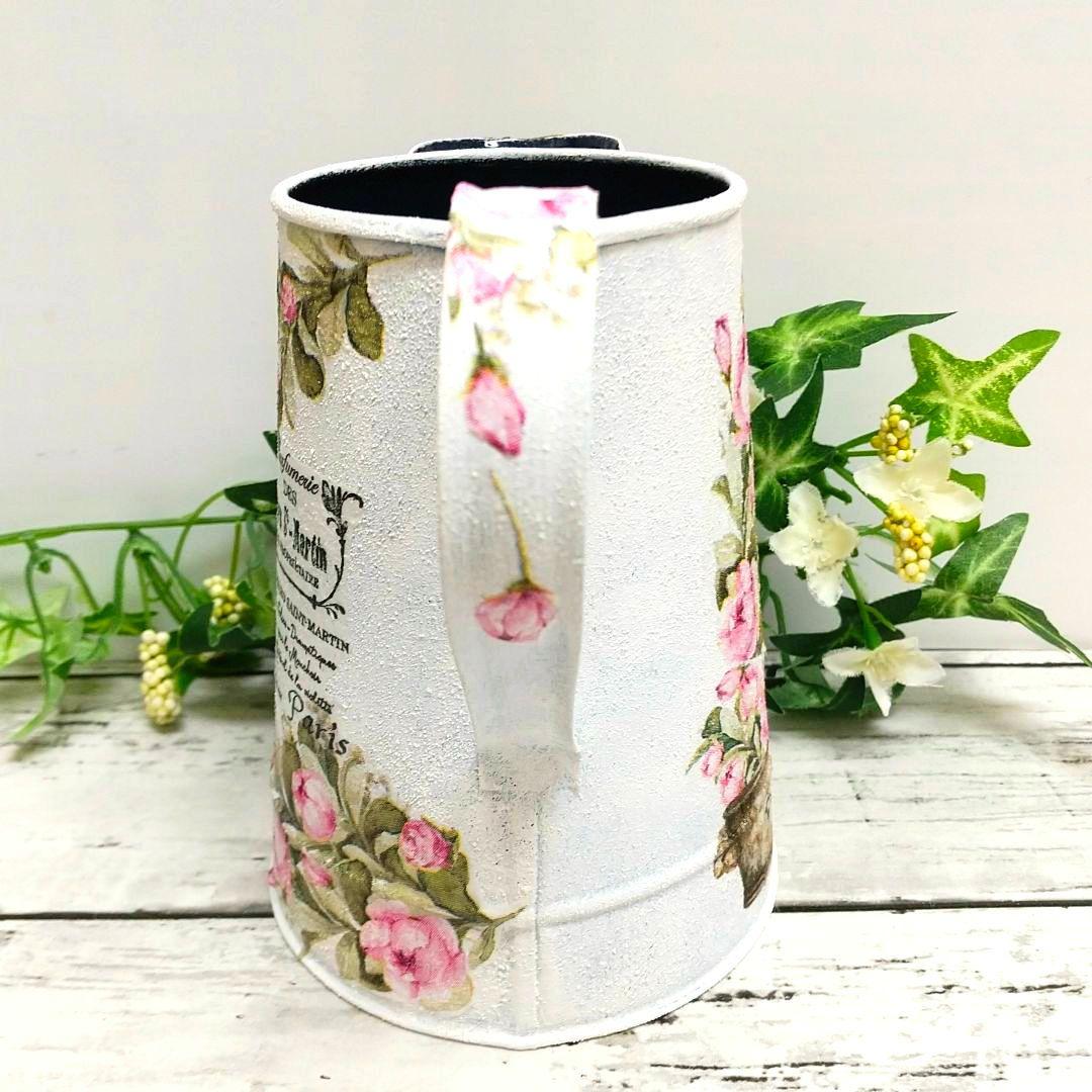 ガーデン雑貨 *リメ缶 *リメ鉢 *水差し型 * 薔薇